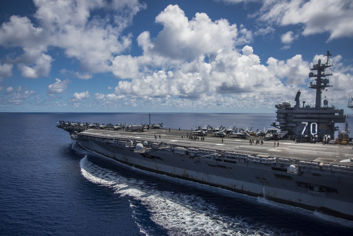 Carl Vinson #CarrierStrikeGroup holds bilateral at-sea exercises with JMSDF allies in the Philippine Sea on Sunday.  