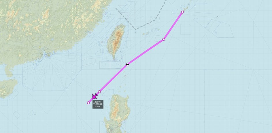 US Navy P-8A 168997 TIGER12 departed Kadena at 0102z - South China Sea mission   