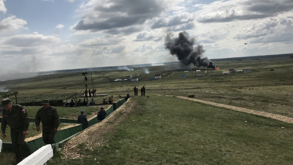 In the multinational exercises, forces from Russia, China, Kazakhstan, India and Pakistan take out Islamist caliphate in Central Asia.   