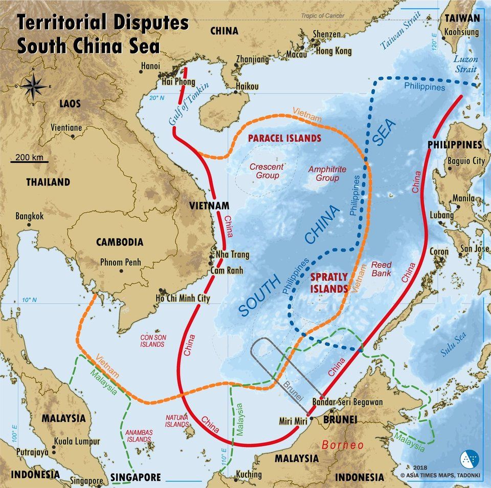 Map of territorial claims in the South China Sea I've seen.  