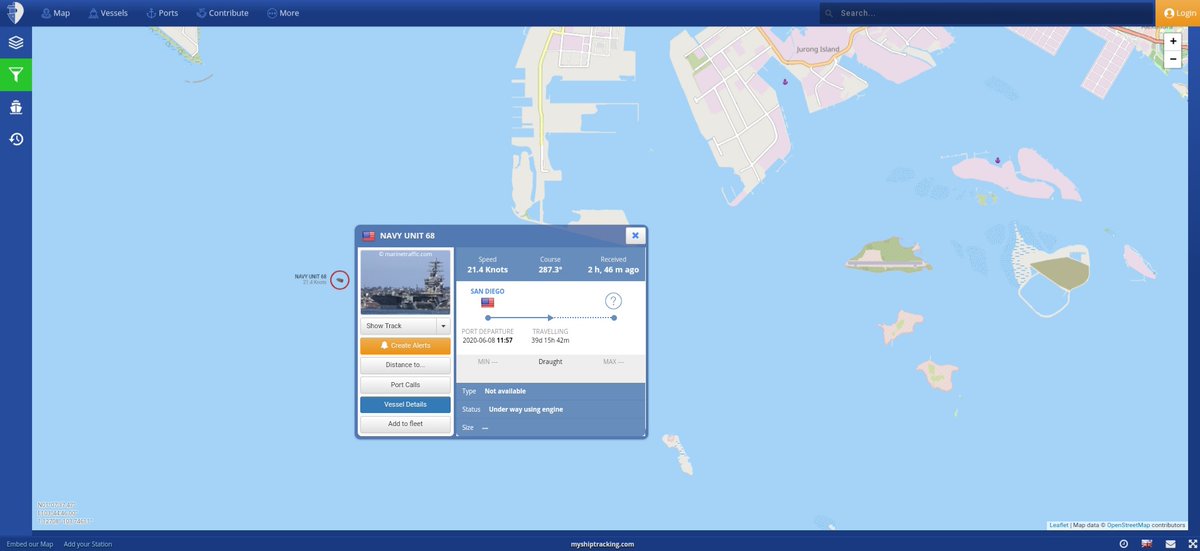 Nimitz Carrier Strike Group south west of Singapore now.  Heading up Straits of Malacca