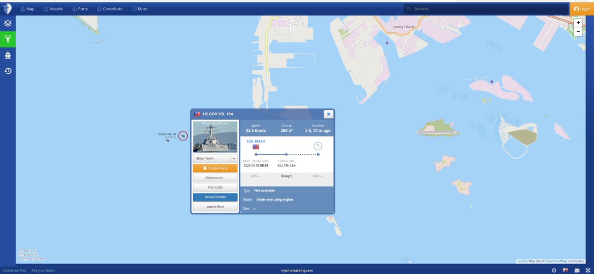 Nimitz Carrier Strike Group south west of Singapore now.  Heading up Straits of Malacca