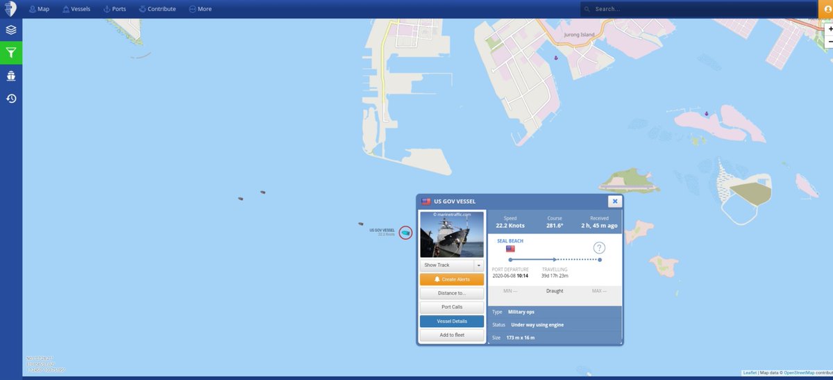 Nimitz Carrier Strike Group south west of Singapore now.  Heading up Straits of Malacca