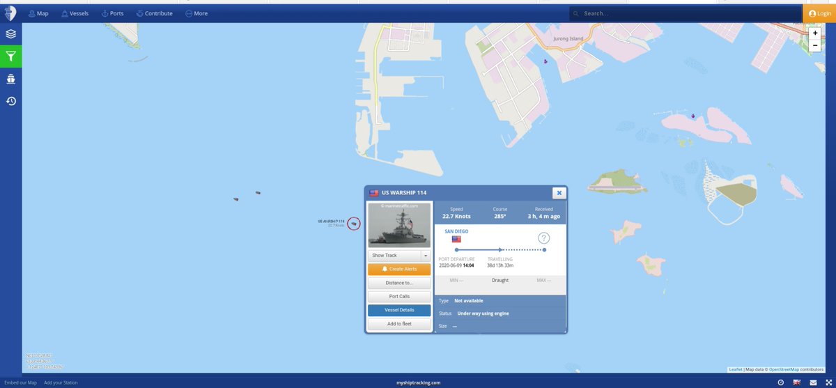 Nimitz Carrier Strike Group south west of Singapore now.  Heading up Straits of Malacca