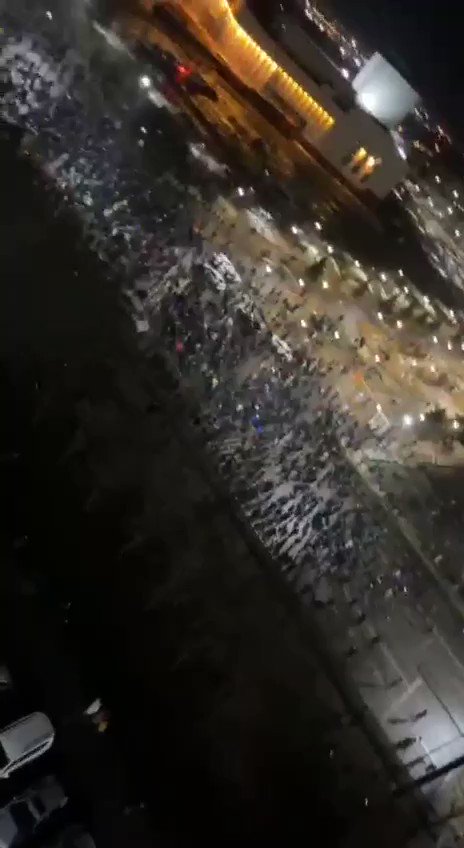 Aerial view of protest in Almaty