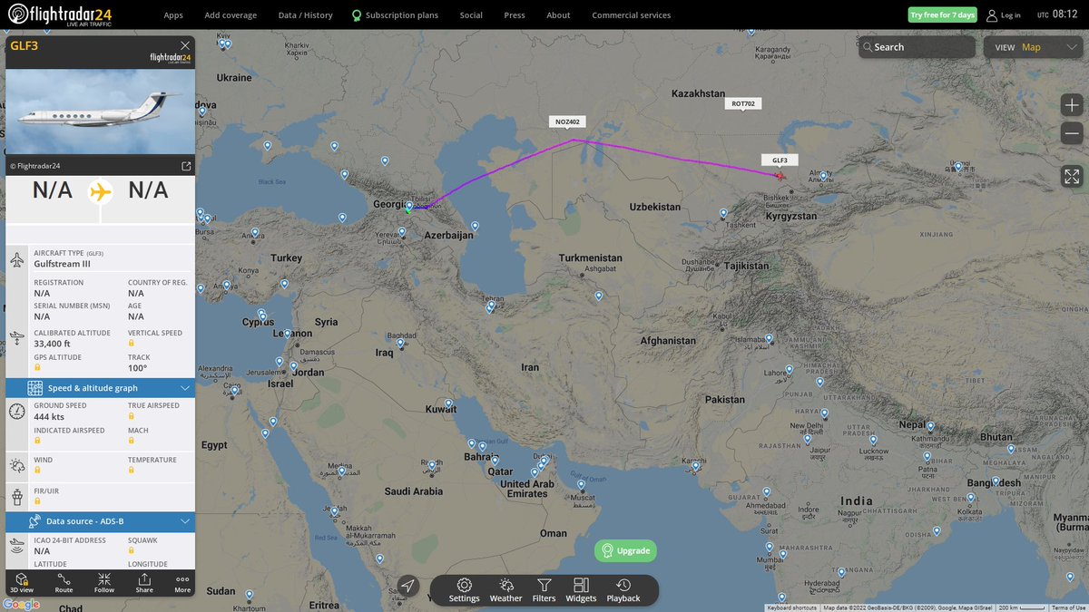 CIA linked Phoenix Air GLFIII N198PA en route to Almaty Kazakhstan