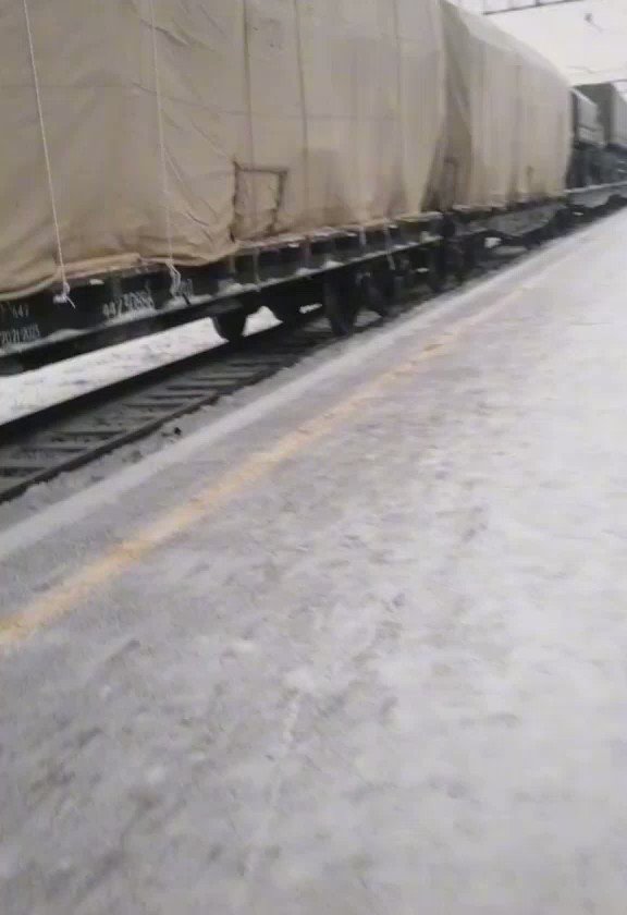 Covered military echelon filmed in Russia