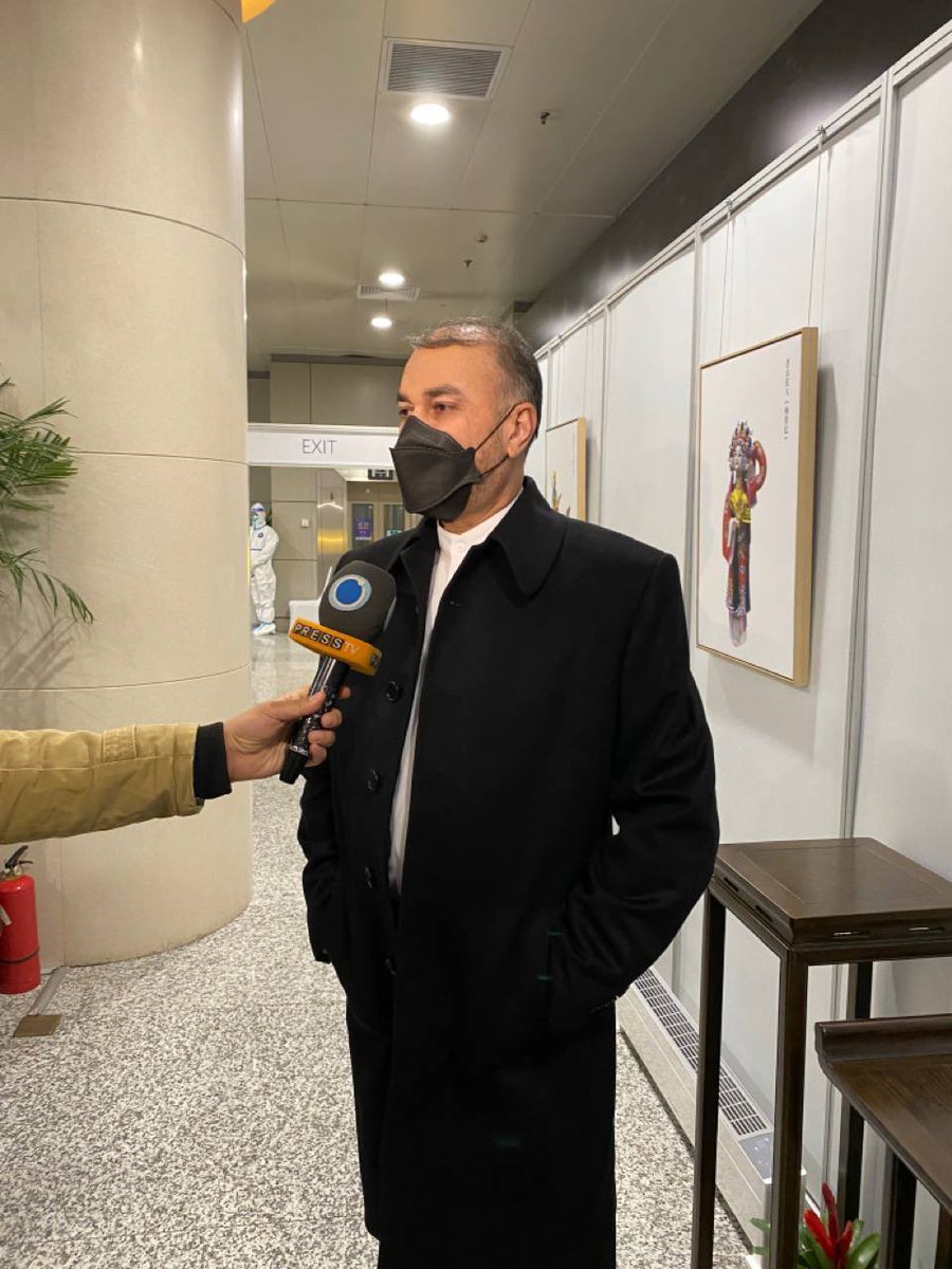 Iran FM @Amirabdolahian has arrived in China. Upon arrival, he said he will discuss political bilateral issues and implementation of economic agreements between the two sides, in meetings with Chinese officials
