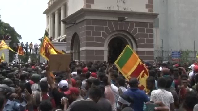 VIDEO: Protesters storm the official residence of Gotabaya Rajapaksa shortly after the Sri Lankan president fled the Colombo compound