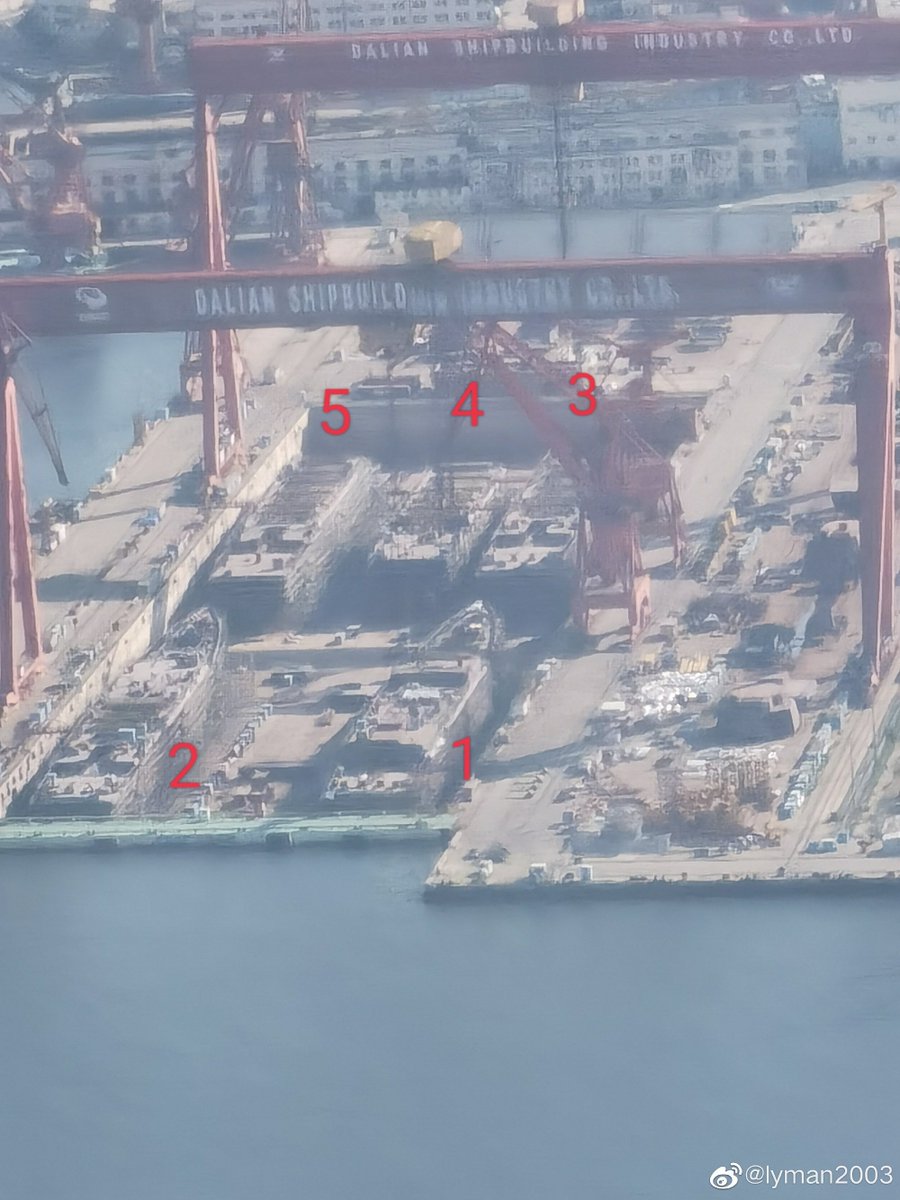 5 new Type 052D destroyers on dry dock at Dalian shipyard, expansion continues