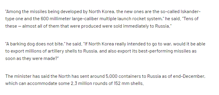 ROK Aizsardzības ministrija paziņoja, ka Krievijai tika pārdoti 600 mm MRL