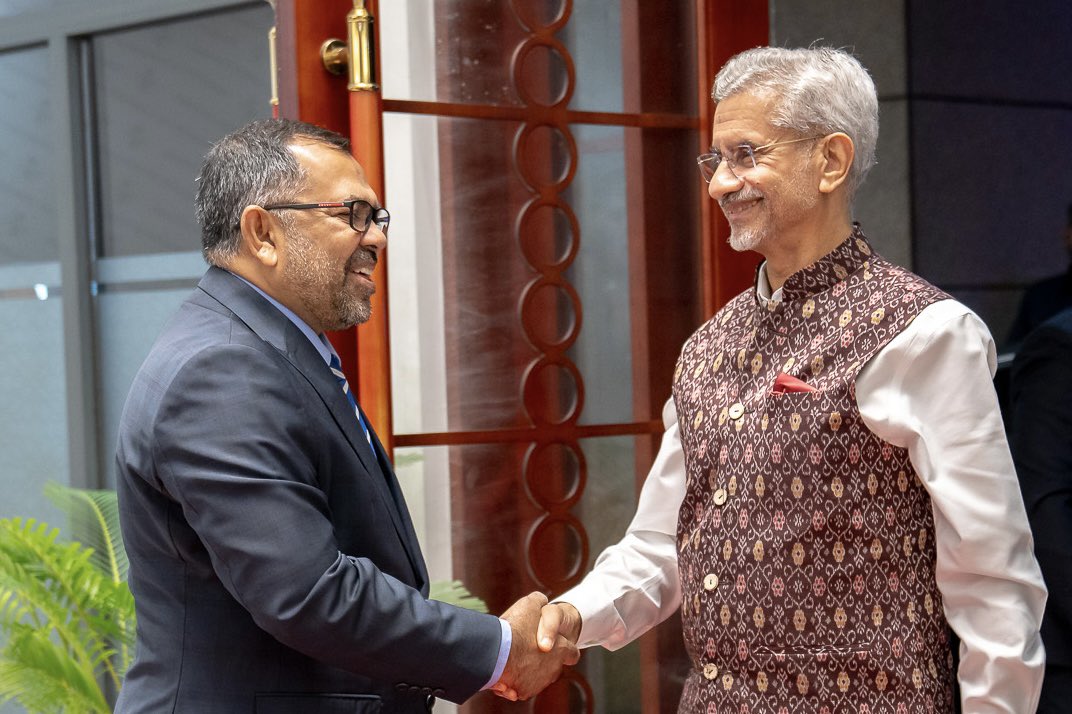 India, Maldives FMs meet in Male. This is EAM Dr S Jaishankar's first visit to the country since Muizzu govt took charge last year