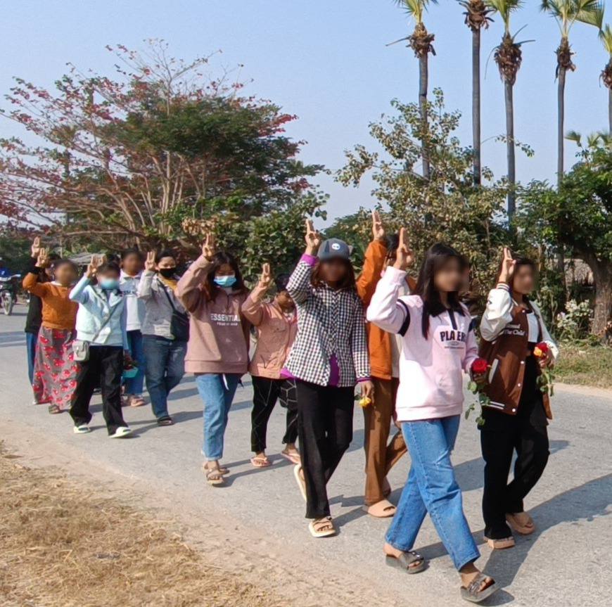 Protest march against military dictatorship in Shwebo Township