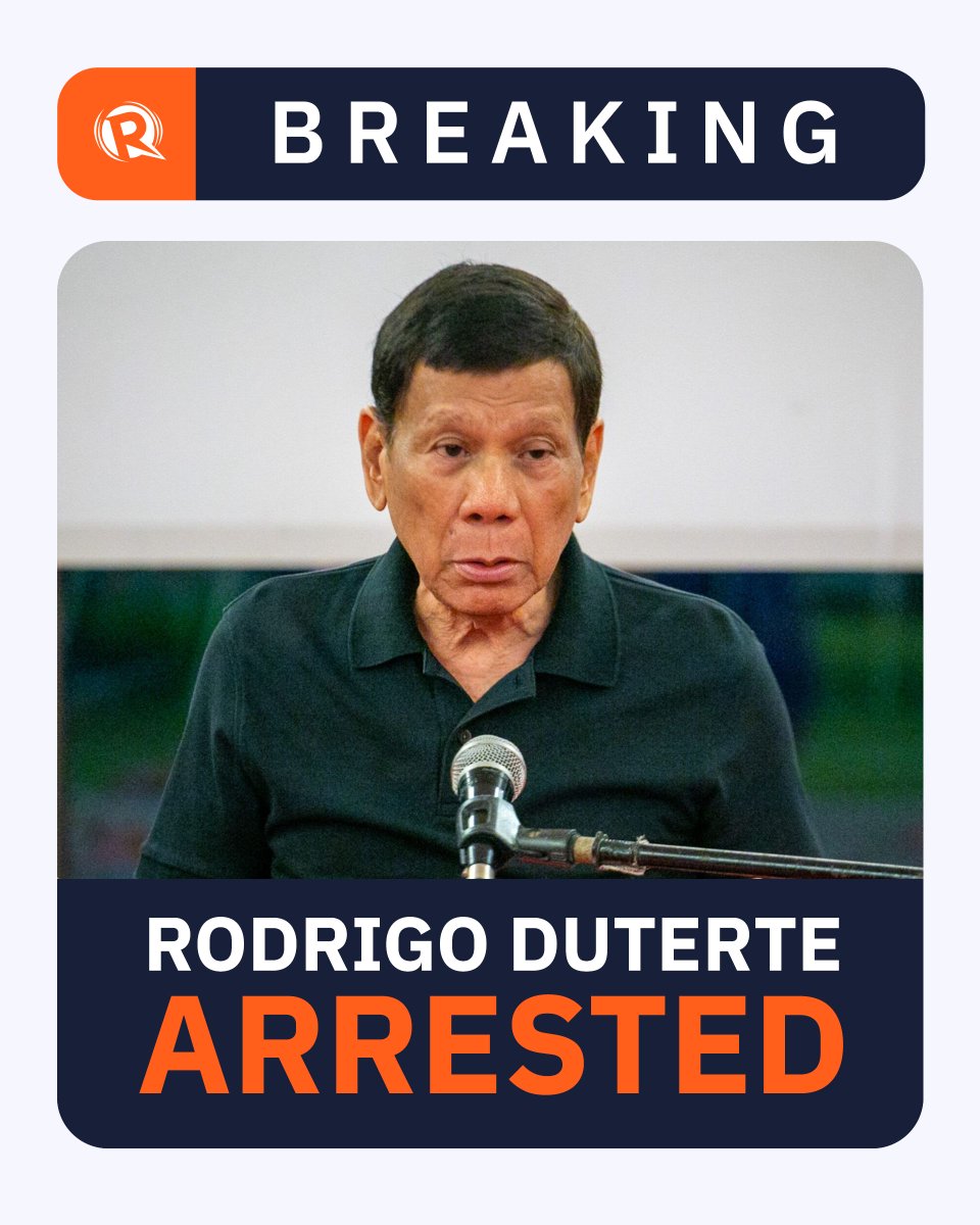 The Philippine National Police arrests former president Rodrigo Duterte for his alleged crimes against humanity. Duterte had been the subject of International Criminal Court investigations for the thousands of people killed in his brutal war on drugs waged when he was mayor of Davao City and later when he became Philippine president in 2016