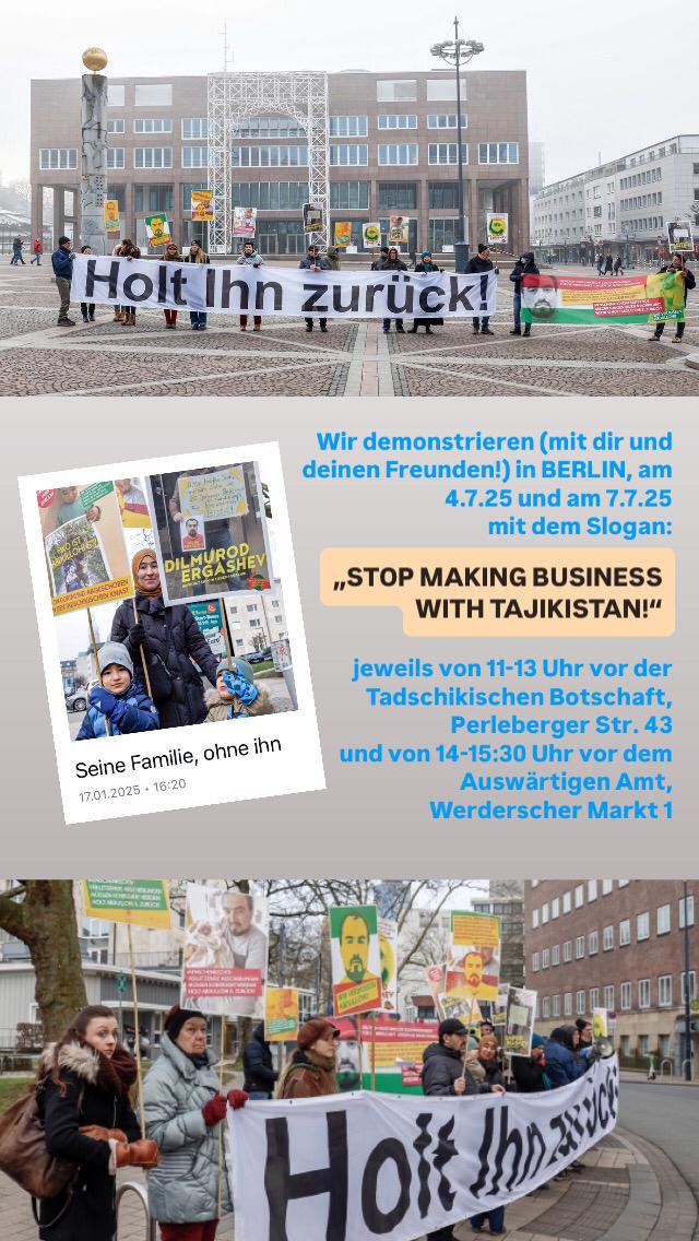 A vigil is planned in front of the Tajik Embassy and the Foreign Office in Berlin. The Friends of Abdullohi Shamsiddin are back. Come in large numbers and support the protest against illegal deportations directly into political persecution.