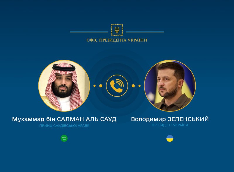 Prezydent Ukrainy Zełenski odbył rozmowę telefoniczną z następcą tronu Arabii Saudyjskiej Muhammadem bin Salmanem Al Saudem i premierem Indii Narendrą Modim