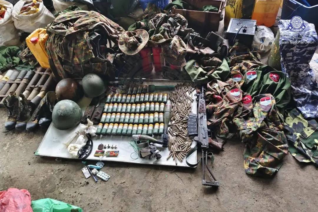 The Karen National Liberation Army and allied resistance forces captured a junta position in Pulaw Township, Tanintharyi Region on Monday morning, said the Karen National Union. More than 40 junta troops were reportedly deployed at the base. (Photo: KNU)