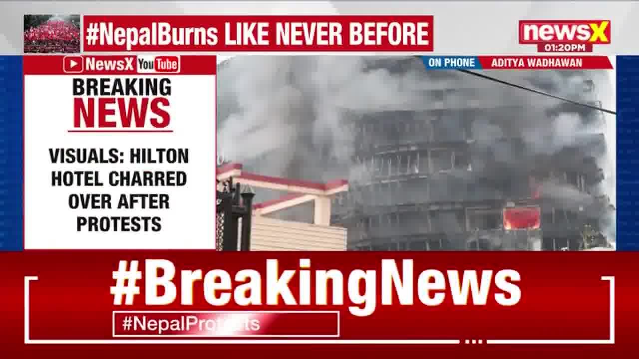 The Hilton Hotel in Kathmandu was left charred after violent protests in Nepal. The army has taken control of key areas, including the hotel and city streets, to restore order