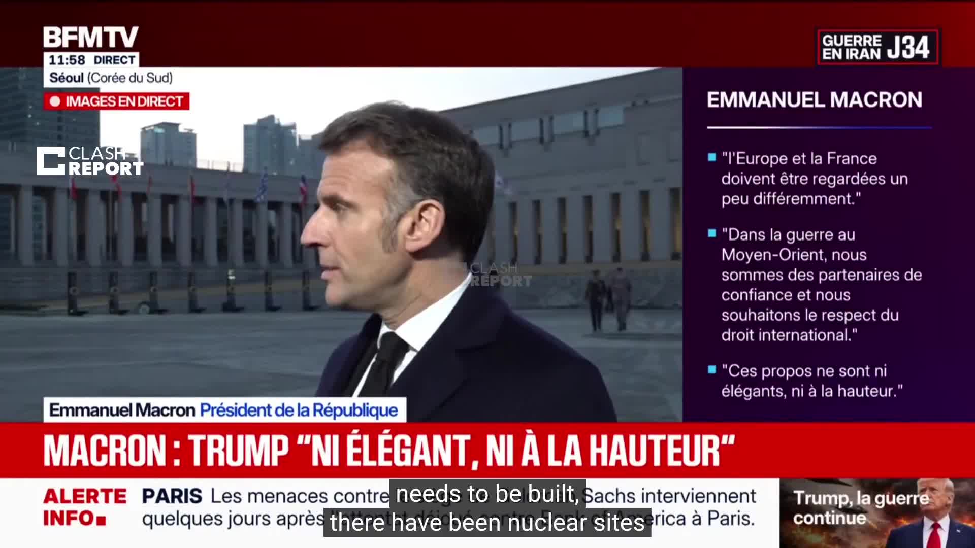 French President Macron on Iran: Six months ago, we were told everything had been destroyed and settled. Clearly, that was not the case. Without international inspectors verifying materials, research, and hidden sites, it is simply not serious. There will always be expertise and potentially hidden facilities unless there is lasting oversight. A few weeks of military strikes cannot resolve the nuclear issue in the long term. Without a diplomatic and technical agreement, the situation could deteriorate again in months or years. The same logic applies to ballistic capabilities — they must be monitored through negotiation